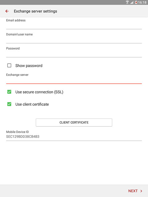 If you turn on the function:Press CLIENT CERTIFICATE and follow the instructions on the display to install the required certificate.