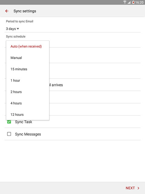 Press Auto (when received), Manual or the required interval.