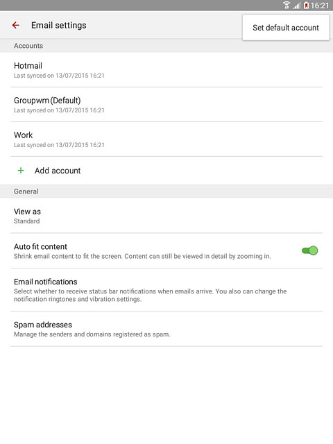 Press Set default account.