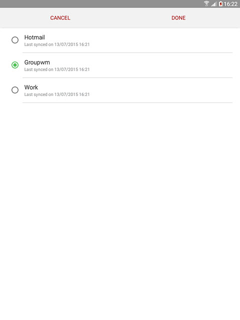 Press the required email account.