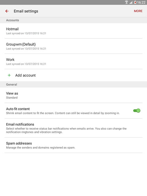 Press the required email account.