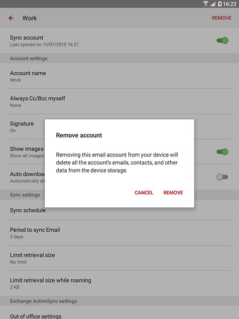 Press REMOVE to confirm.
