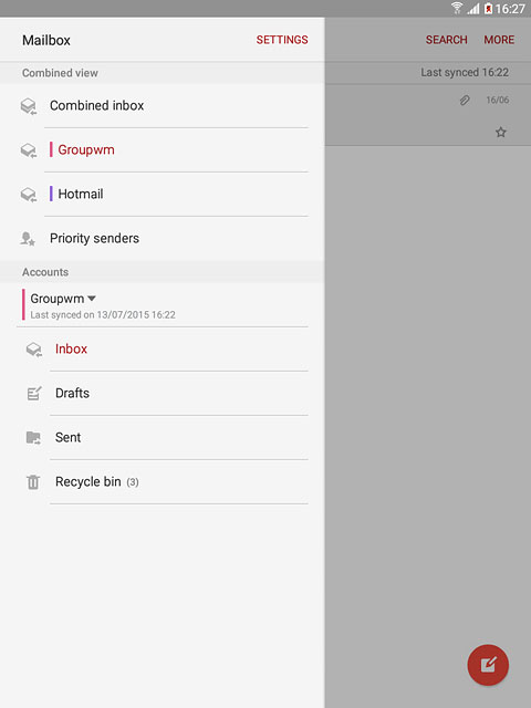 Press the required email account.