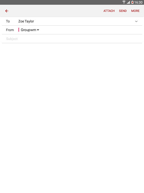 Press Subject and key in a subject for the email message.