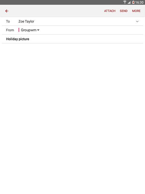 Press the text input field.Write the text for your email message.