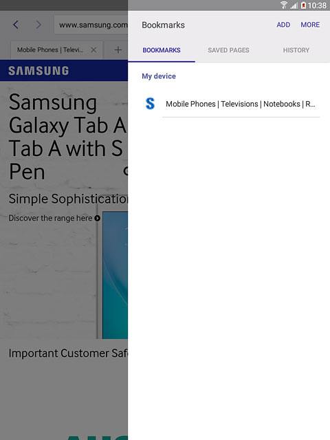 Press the required bookmark.