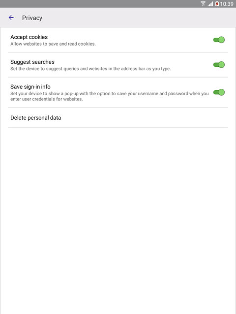 Press Delete personal data.