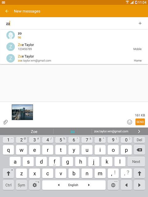 Press the required contact.Write the text for your picture message.