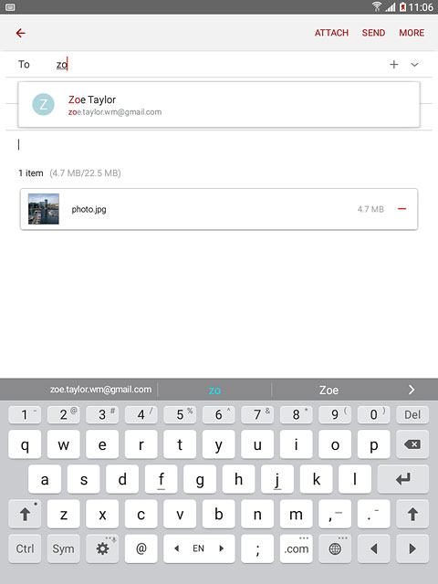 Press the required contact.Write subject and text for your email message.