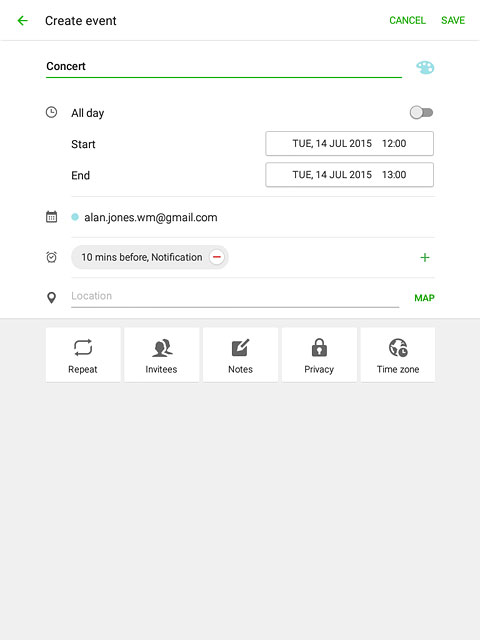 Press the field next to 