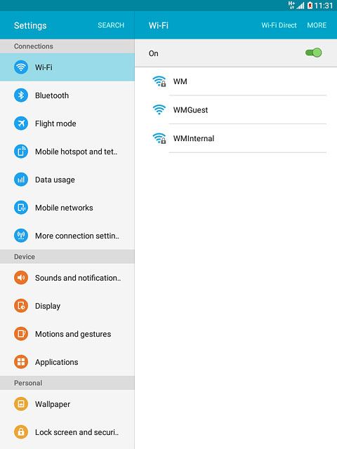 A list of Wi-Fi networks within range is displayed.Press the required Wi-Fi network.