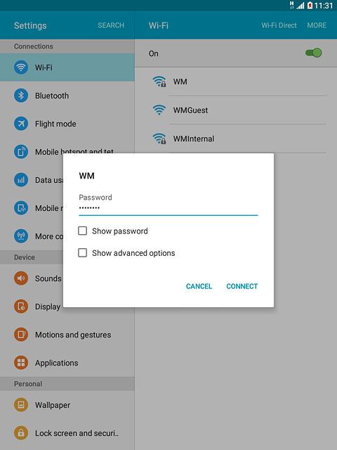 Follow the instructions on the display to select security settings, if required.Press CONNECT.