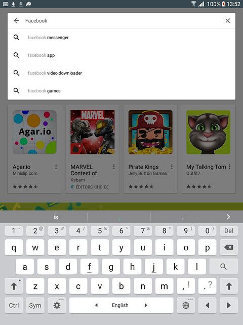 Key in Facebook and press the search icon.