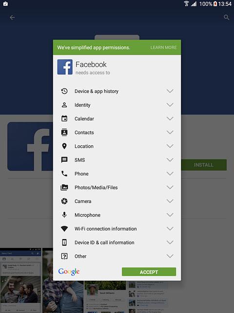 Press ACCEPT.Wait while the application is downloaded and installed.