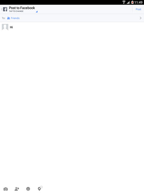 Write the required text and press Post.