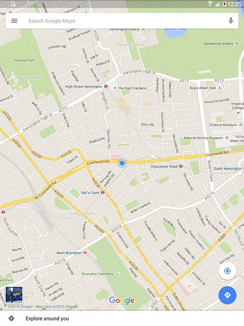 Press Search Google Maps.Key in the required destination.Results matching what you key in are displayed.
