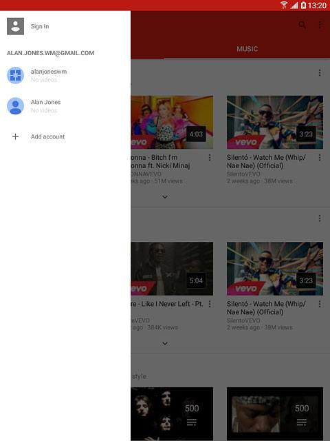 Press the required account.