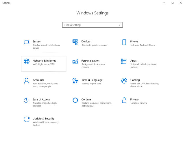 Click Network & Internet.