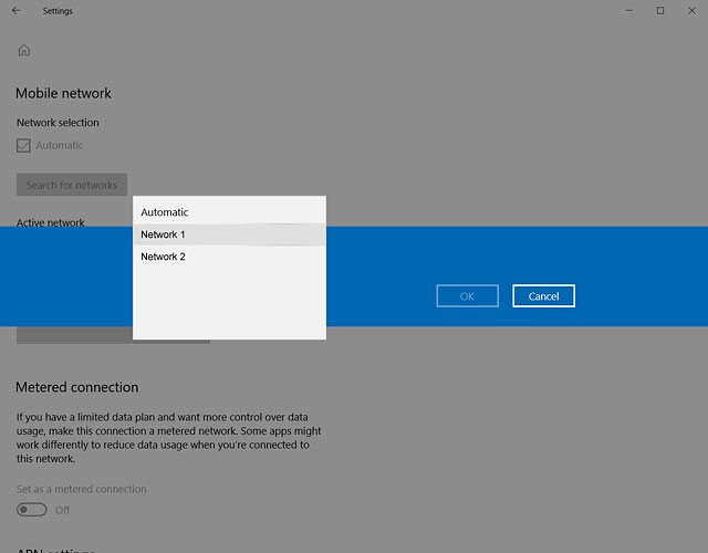 Highlight the required network.