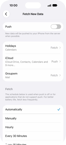 If you turn off the function, press the required setting.