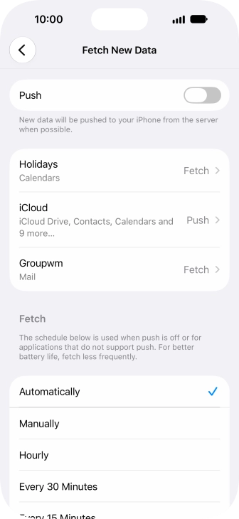 If you turn off the function, press the required setting.