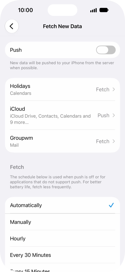 If you turn off the function, press the required setting.