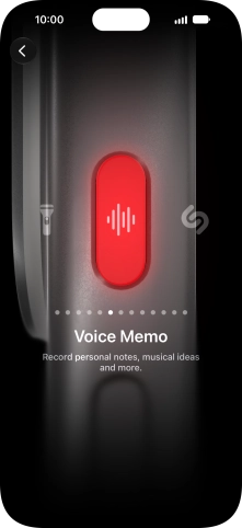 Slide your finger right or left on the screen to select the required function.