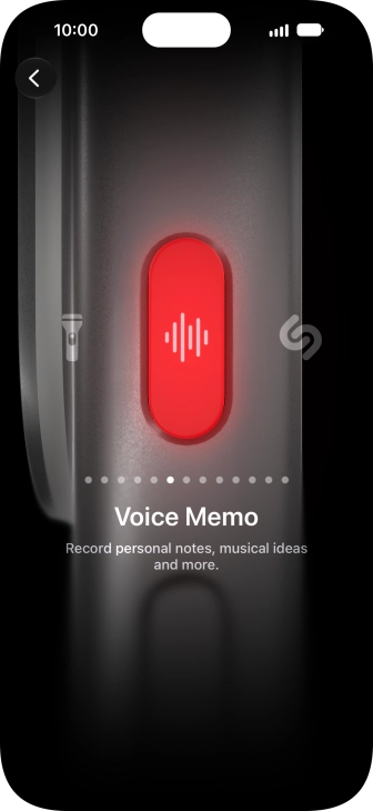 Slide your finger right or left on the screen to select the required function.