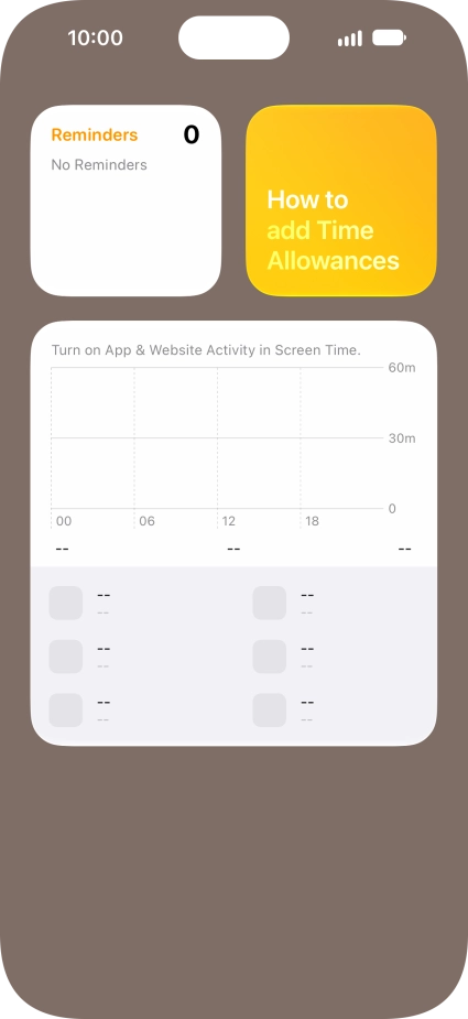 Slide your finger up or down on the screen to see more widgets.