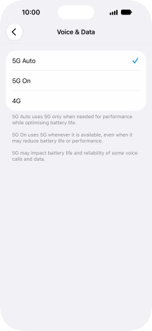 To turn on automatic switch between 5G and 4G, press 5G Auto.