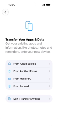 Press Don't Transfer Anything and follow the instructions on the screen to finish the activation. Press Don't Transfer Anything and follow the instructions on the screen to finish the activation.