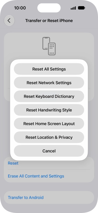 Press Reset All Settings.