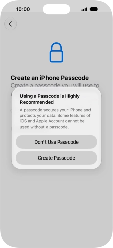 If you turn off the function, press Don't Use Passcode. If you turn off the function, press Don't Use Passcode.
