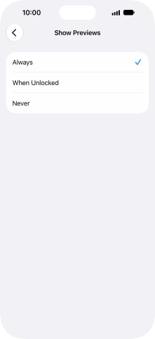 To select notification preview on the lock screen, press Always.