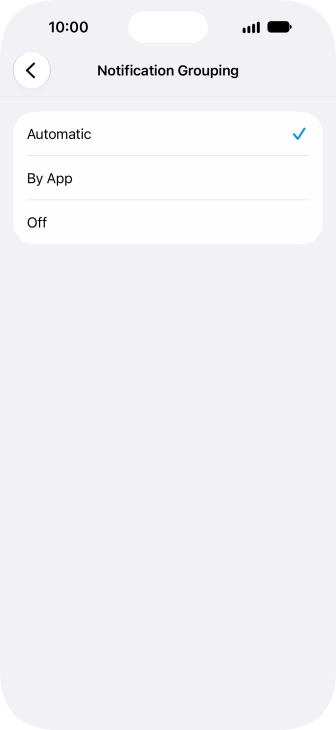 Press the required setting.