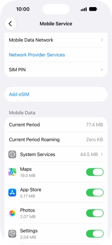 The total data usage is displayed next to Current Period.