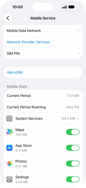 The total data usage is displayed next to Current Period.