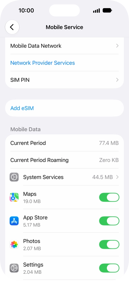 The total data usage is displayed next to Current Period.