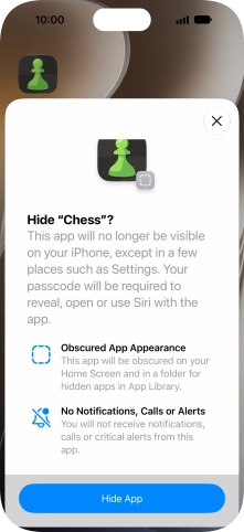 Press Hide App.