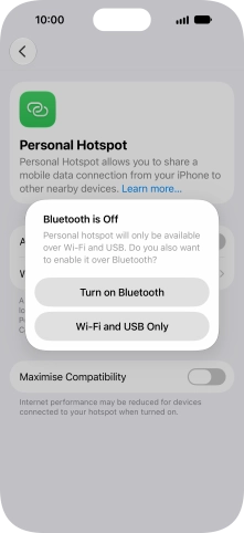 If Wi-Fi is turned on, press Wi-Fi and USB Only.
