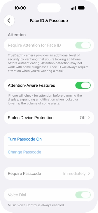 Press Turn Passcode On and key in a phone lock code of your own choice twice.