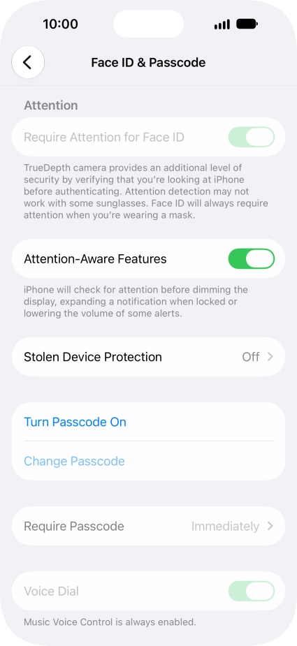 Press Turn Passcode On and key in a phone lock code of your own choice twice.
