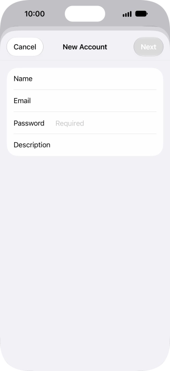 Press Password and key in the password for your email account.