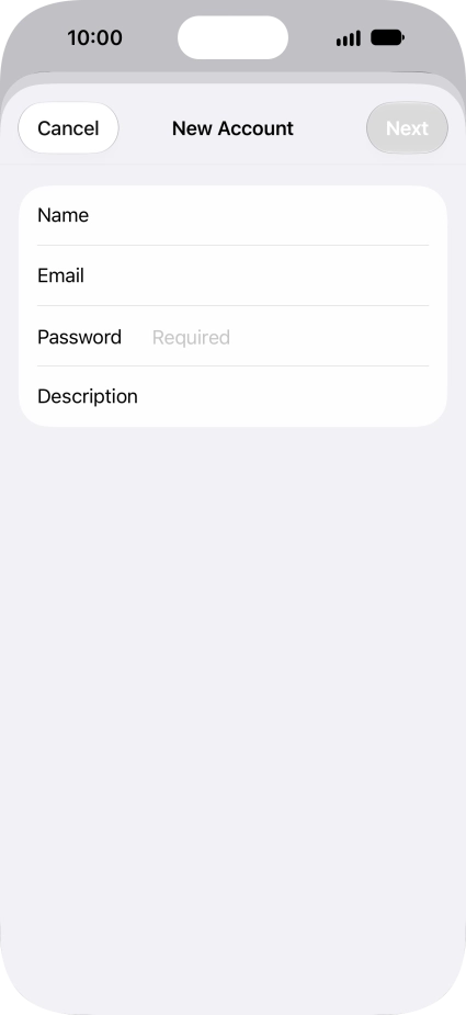 Press Password and key in the password for your email account.