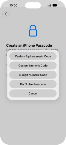 Follow the instructions on the screen to turn on use of phone lock code or press Don't Use Passcode. Follow the instructions on the screen to turn on use of phone lock code or press Don't Use Passcode.