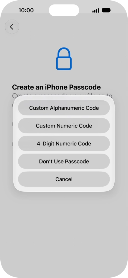 Follow the instructions on the screen to turn on use of phone lock code or press Don't Use Passcode. Follow the instructions on the screen to turn on use of phone lock code or press Don't Use Passcode.