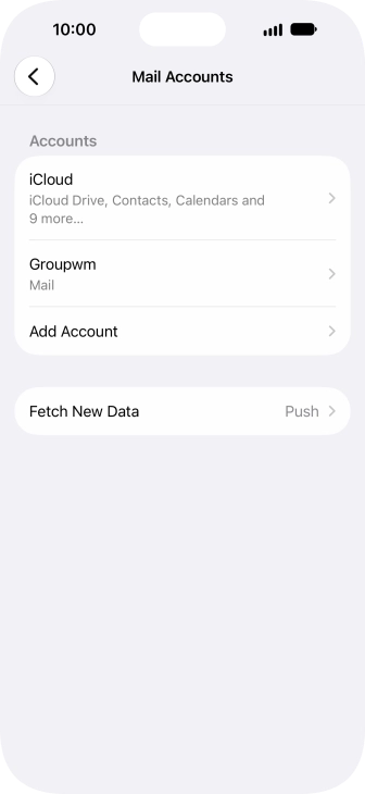 Press the name of the email account you've just set up.