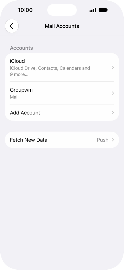 Press the name of the email account you've just set up.