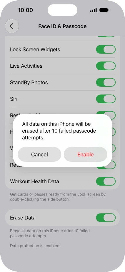 If you turn on the function, press Enable.
