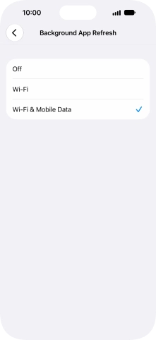 To turn off background refresh of apps, press Off.